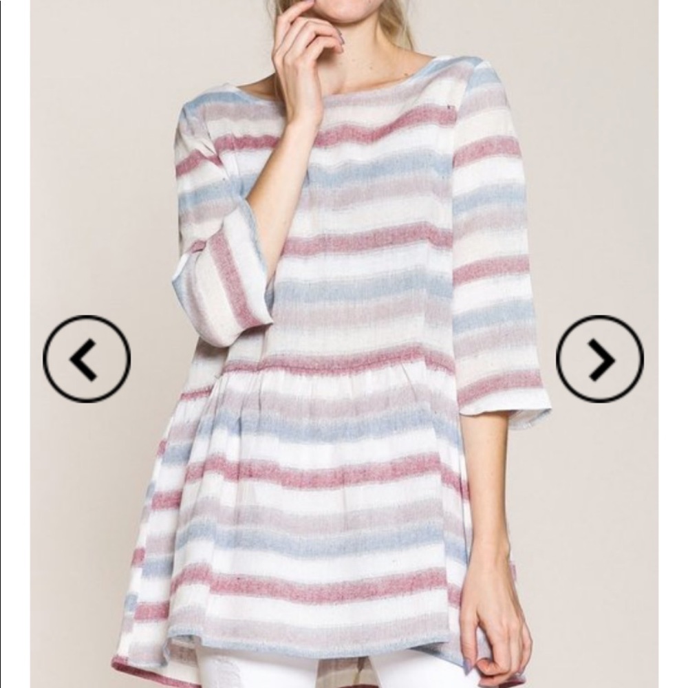 Striped Peplum Tunic Blouse